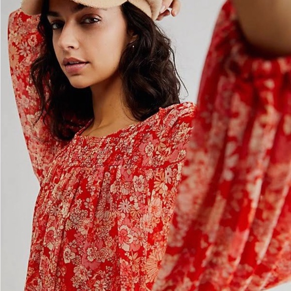 Free People Women's Up For Anything Top In Cherry Combo Size S NWOT - Picture 4 of 4